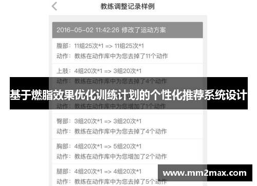 基于燃脂效果优化训练计划的个性化推荐系统设计 基于燃脂效果优化训练计划的个性化推荐系统设计